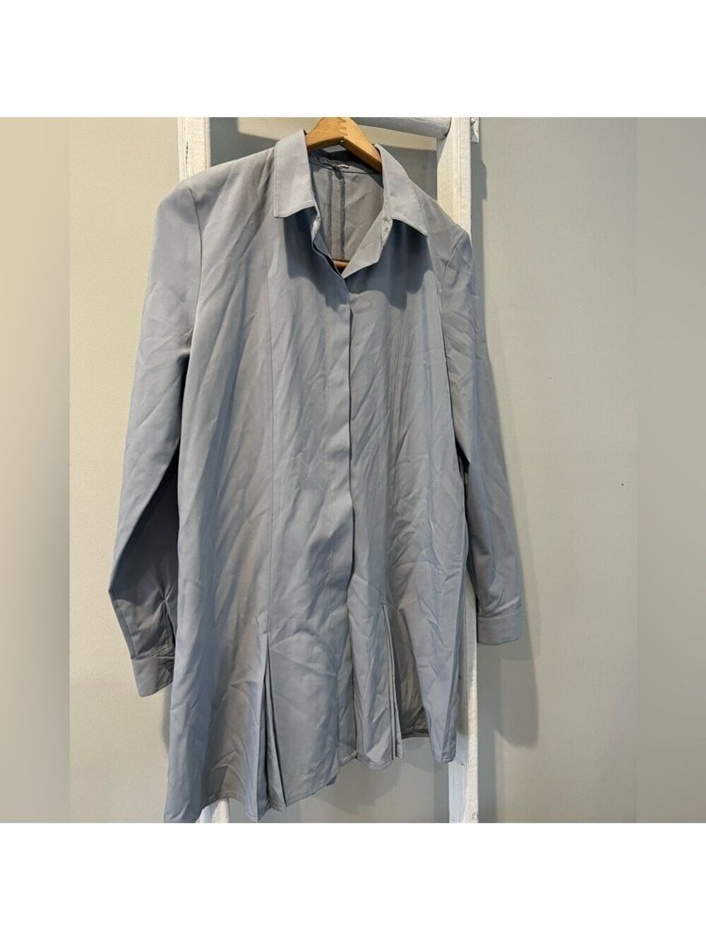 Tobi pin tucked pleated collared long sleeve button down mini Shirtdress small